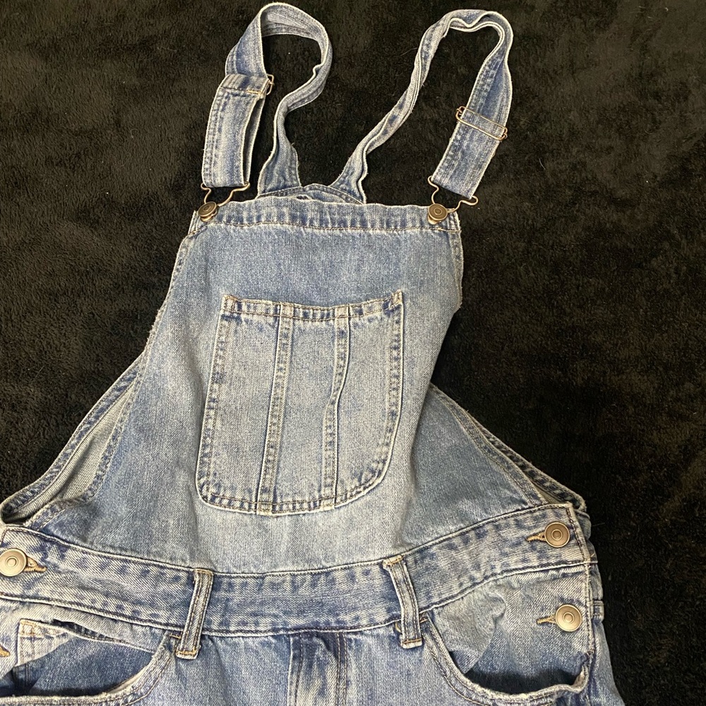 Forever 21 Blue Jean Ripped Overalls - Picture 2 of 7